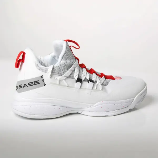 a white and red basketball shoe