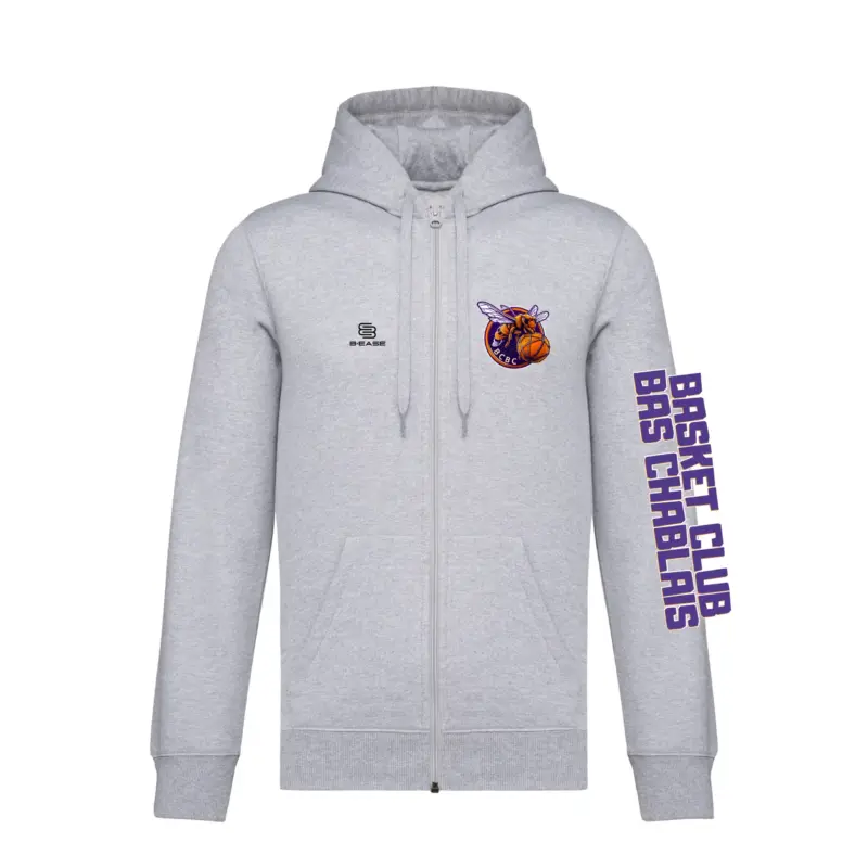 Hoodie zippé gris avant
