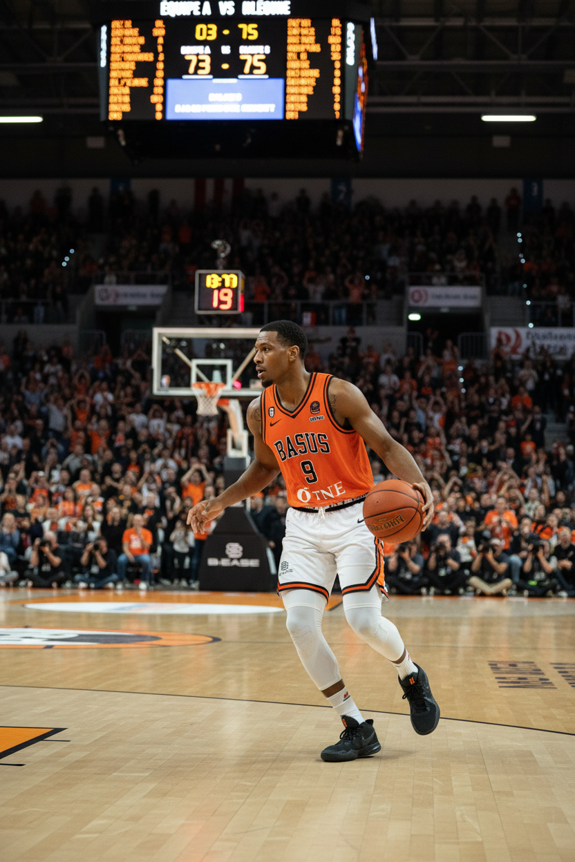 Basketteur en action avec sous-short compression anti-frottement pour sport haute intensité