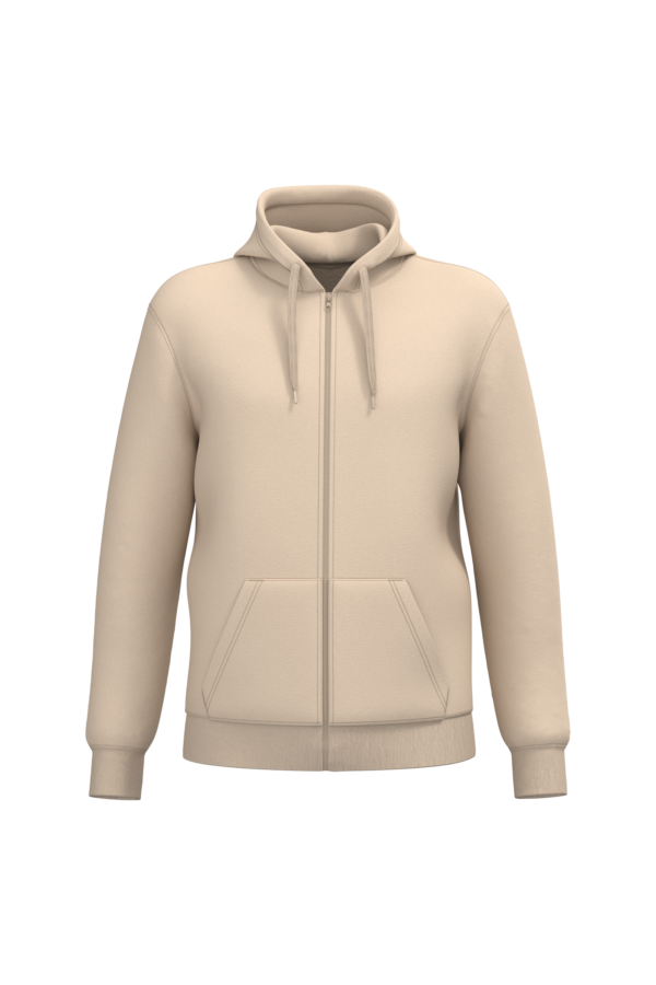 Light Sand FACE Sweat-shirt recyclé zippé à capuche unisexe