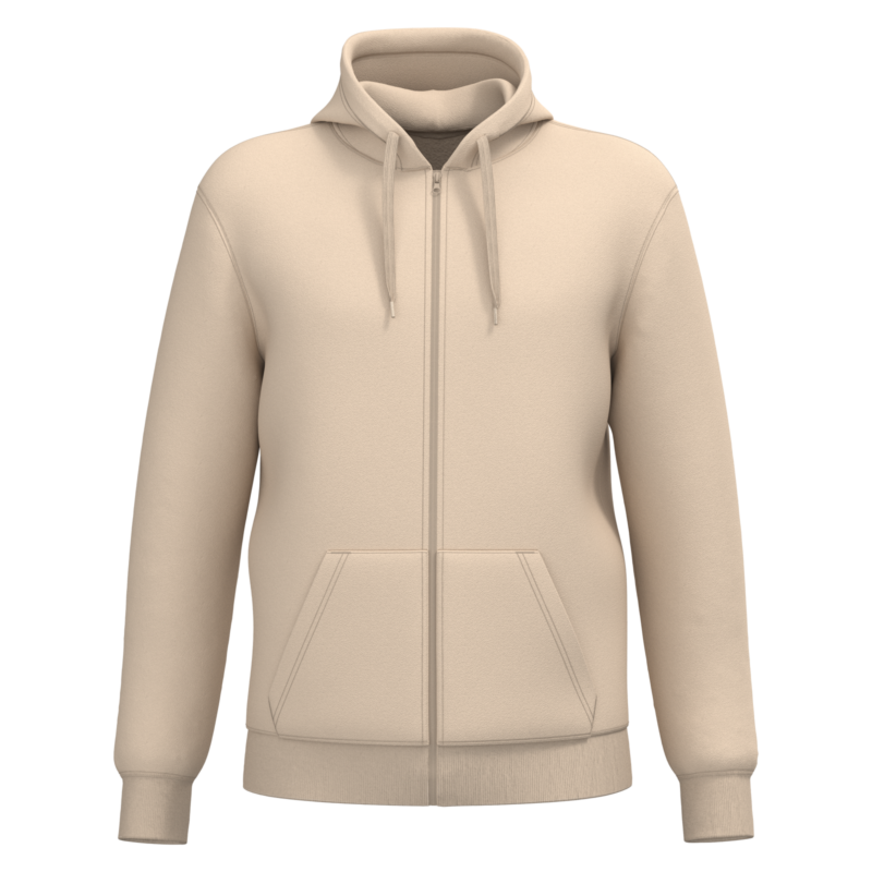 Light Sand FACE Sweat-shirt recyclé zippé à capuche unisexe
