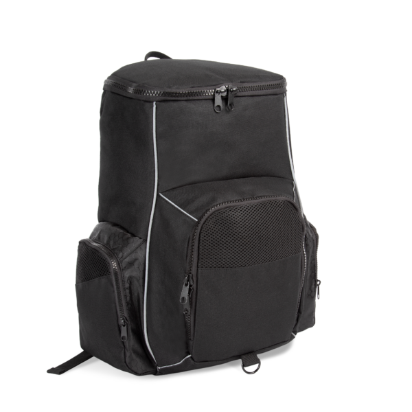 Black FACE SIDE Sac à dos de sport recyclé avec porte-objets