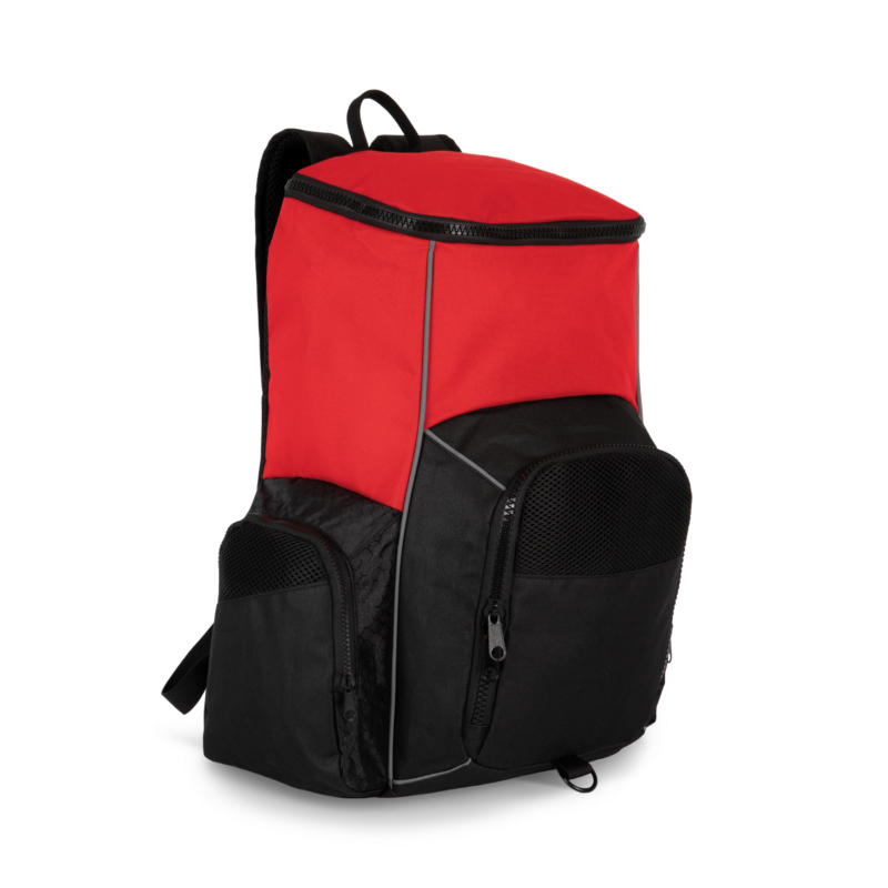 Red / Black FACE SIDE Sac à dos de sport recyclé avec porte-objets