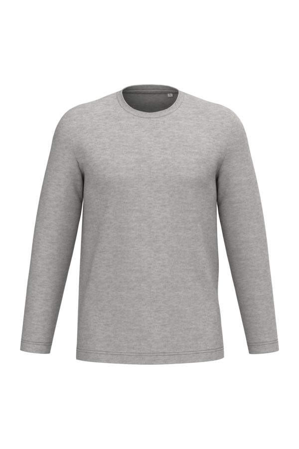 Moon Grey Heather FACE T-shirt écoresponsable manches longues unisexe