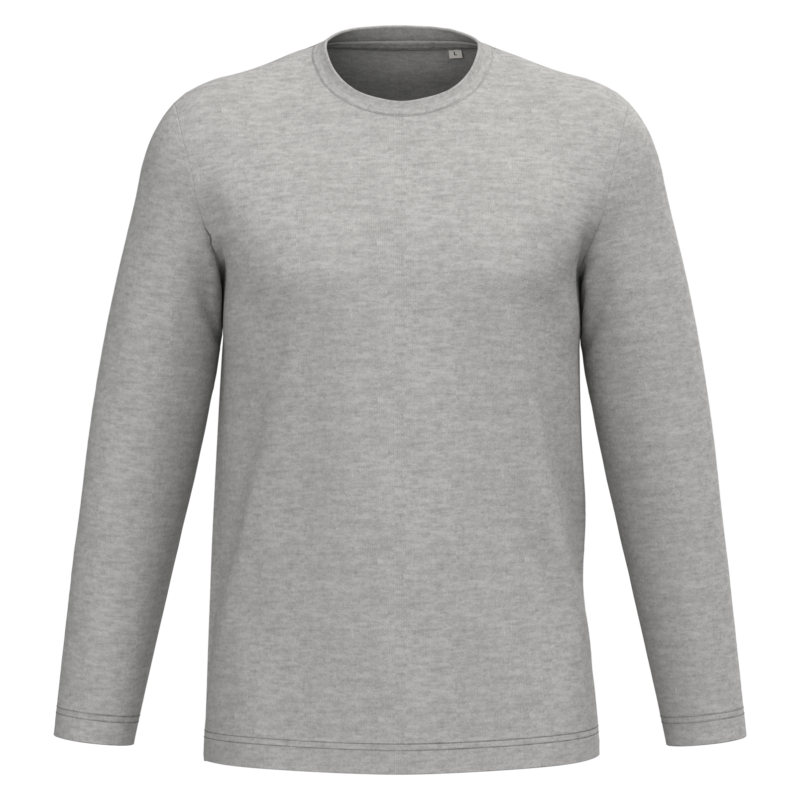 Moon Grey Heather FACE T-shirt écoresponsable manches longues unisexe