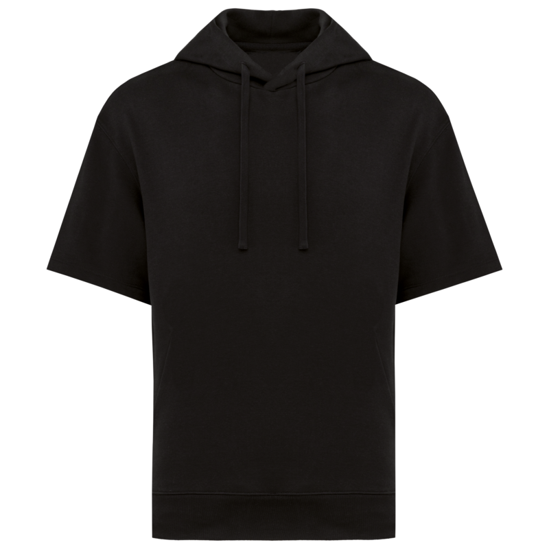 Sweat-shirt écoresponsable à capuche à épaules tombantes manches courtes French Terry unisexe