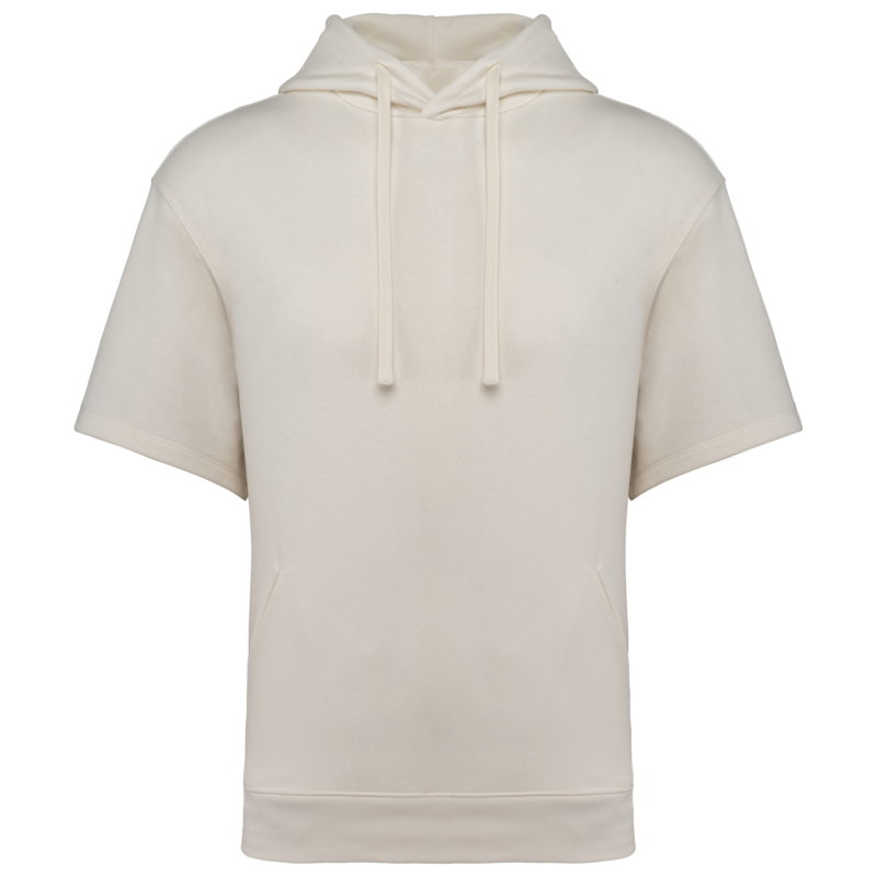 Sweat-shirt écoresponsable à capuche à épaules tombantes manches courtes French Terry unisexe