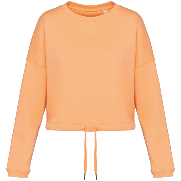 Sweat-shirt écoresponsable à col rond oversize crop femme