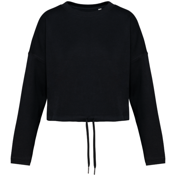 Sweat-shirt écoresponsable à col rond oversize crop femme