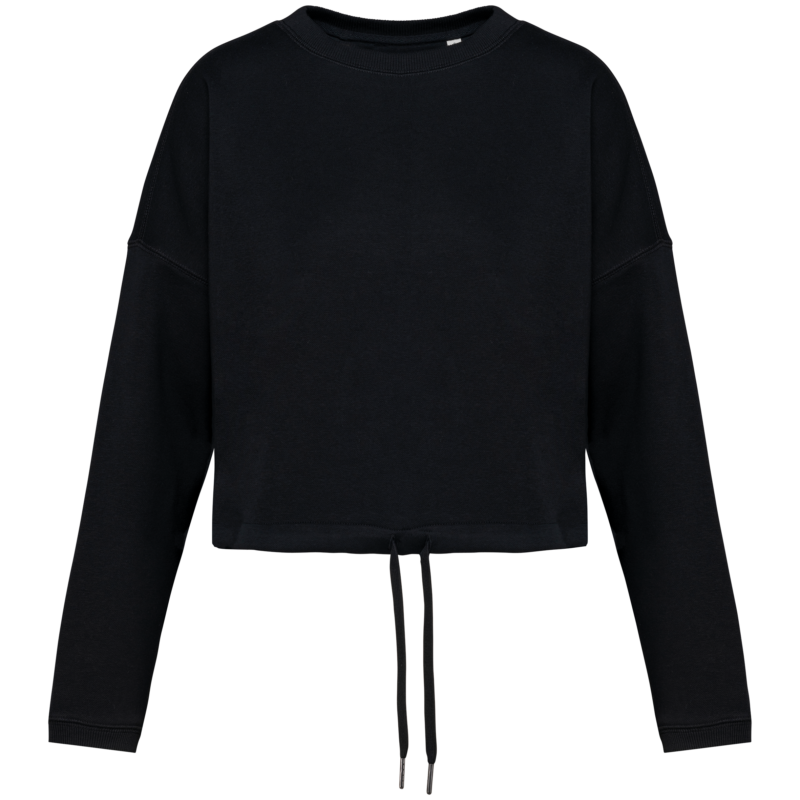 Sweat-shirt écoresponsable à col rond oversize crop femme