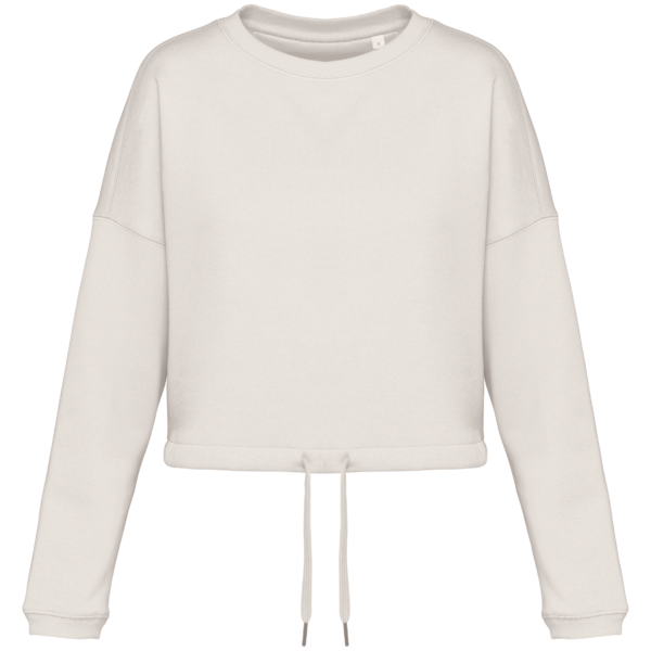 Sweat-shirt écoresponsable à col rond oversize crop femme