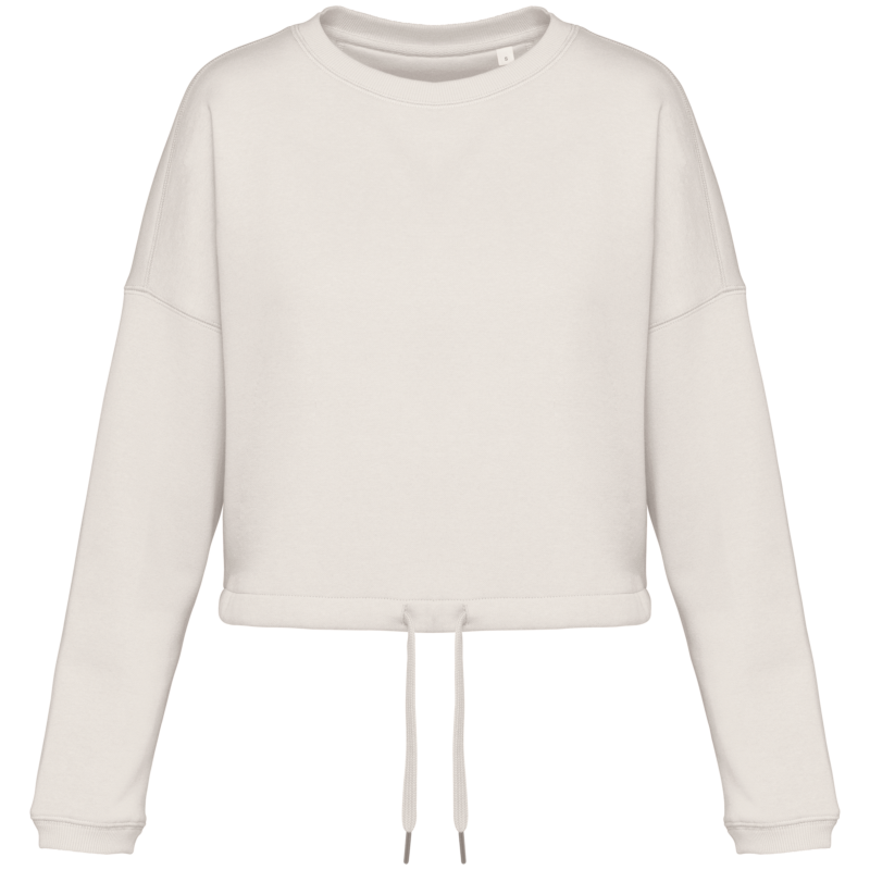 Sweat-shirt écoresponsable à col rond oversize crop femme