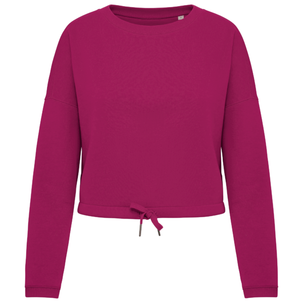 Sweat-shirt écoresponsable à col rond oversize crop femme
