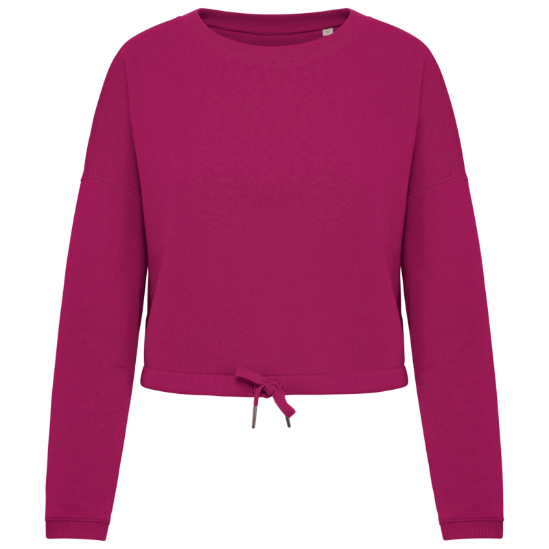 Sweat-shirt écoresponsable à col rond oversize crop femme