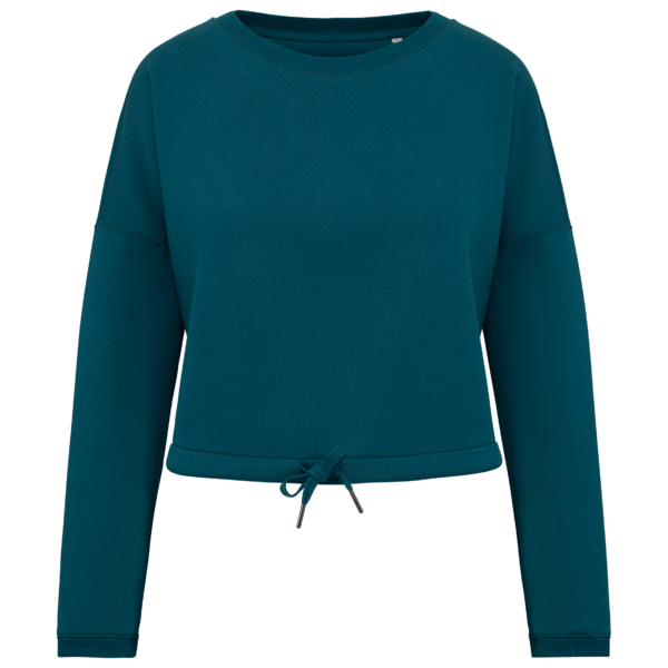 Sweat-shirt écoresponsable à col rond oversize crop femme