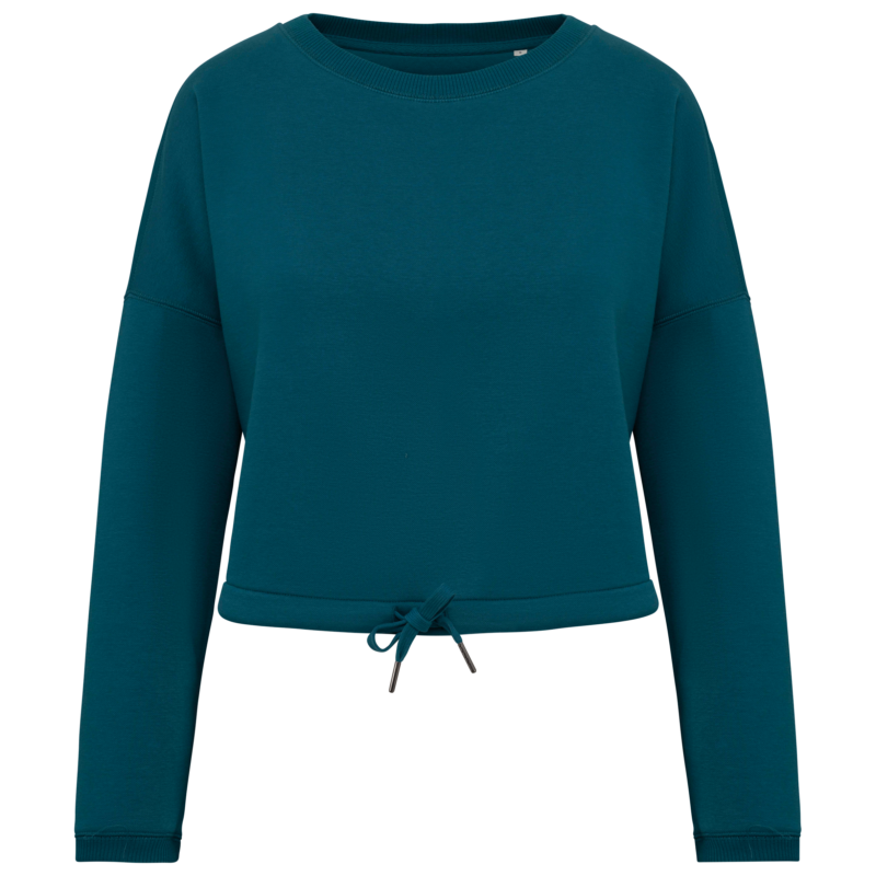 Sweat-shirt écoresponsable à col rond oversize crop femme