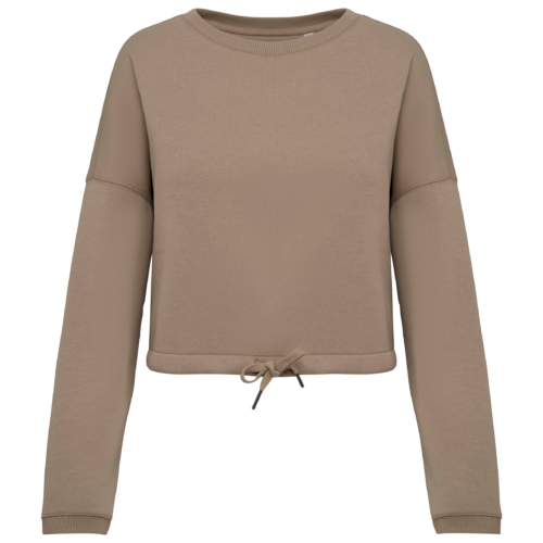 Sweat-shirt écoresponsable à col rond oversize crop femme
