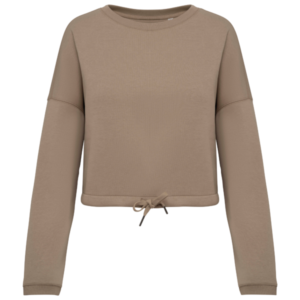 Sweat-shirt écoresponsable à col rond oversize crop femme