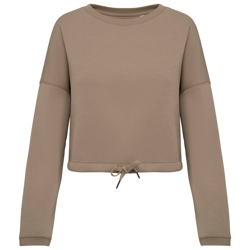 Sweat-shirt écoresponsable à col rond oversize crop femme