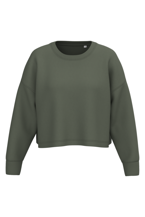 Sweat-shirt crop col rond femme