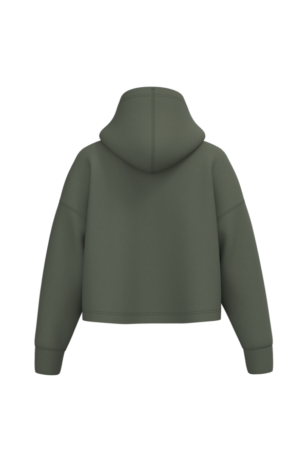 Sporty Khaki BACK Sweat-shirt crop à capuche femme