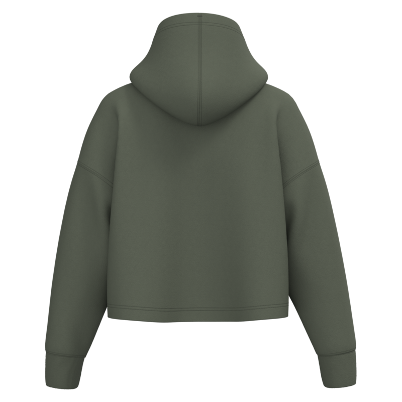 Sporty Khaki BACK Sweat-shirt crop à capuche femme