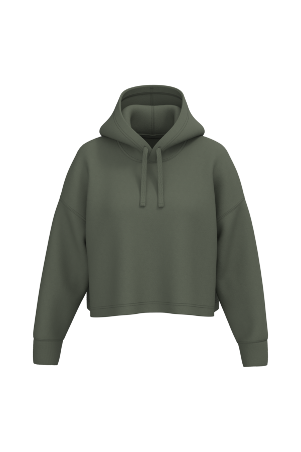Sporty Khaki FACE Sweat-shirt crop à capuche femme