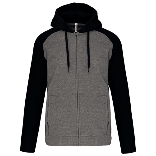 Veste molleton zippée capuche bicolore unisexe
