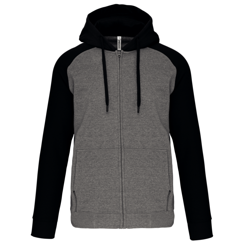 Veste molleton zippée capuche bicolore unisexe