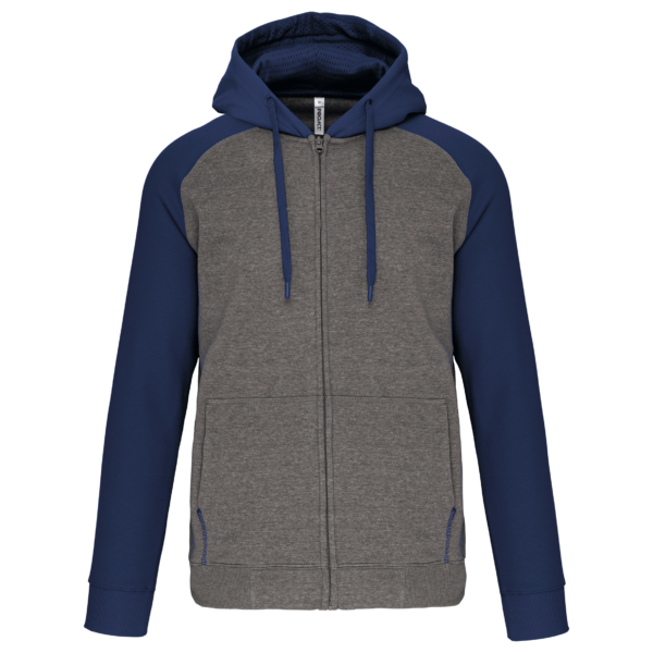 Veste molleton zippée capuche bicolore unisexe