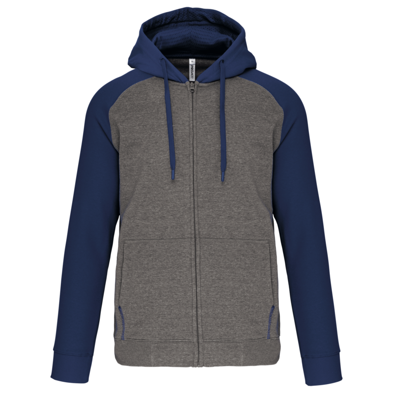 Veste molleton zippée capuche bicolore unisexe