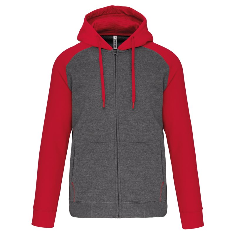 Veste molleton zippée capuche bicolore unisexe