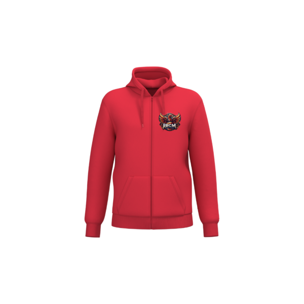Sweat-shirt recyclé zippé à capuche unisexe RBCM — Red Sweat-shirt recyclé zippé à capuche unisexe RBCM