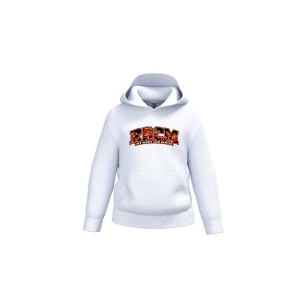 Sweat à capuche recyclé enfant personnalisé DTF – Club Basketball RBCM — White Sweat-shirt à capuche enfant officiel RBCM