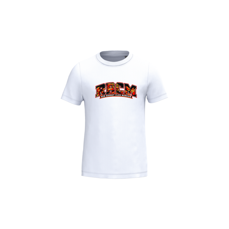 T-shirt basketball enfant coton RBCM — White T-shirt enfant officiel RBCM