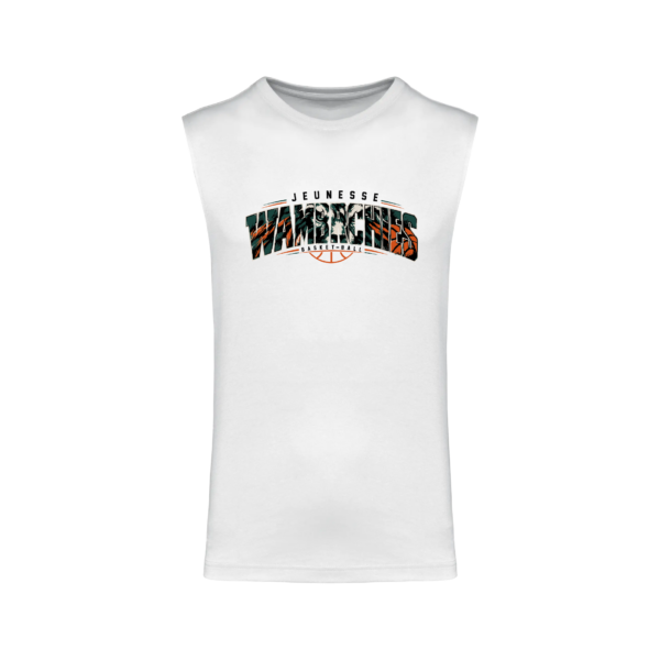 Débardeur coton peigné homme personnalisable – Club Basketball Jeunesse de Wambrechies T-shirt sans manches homme officiel Jeunesse de Wambrechies – Blanc