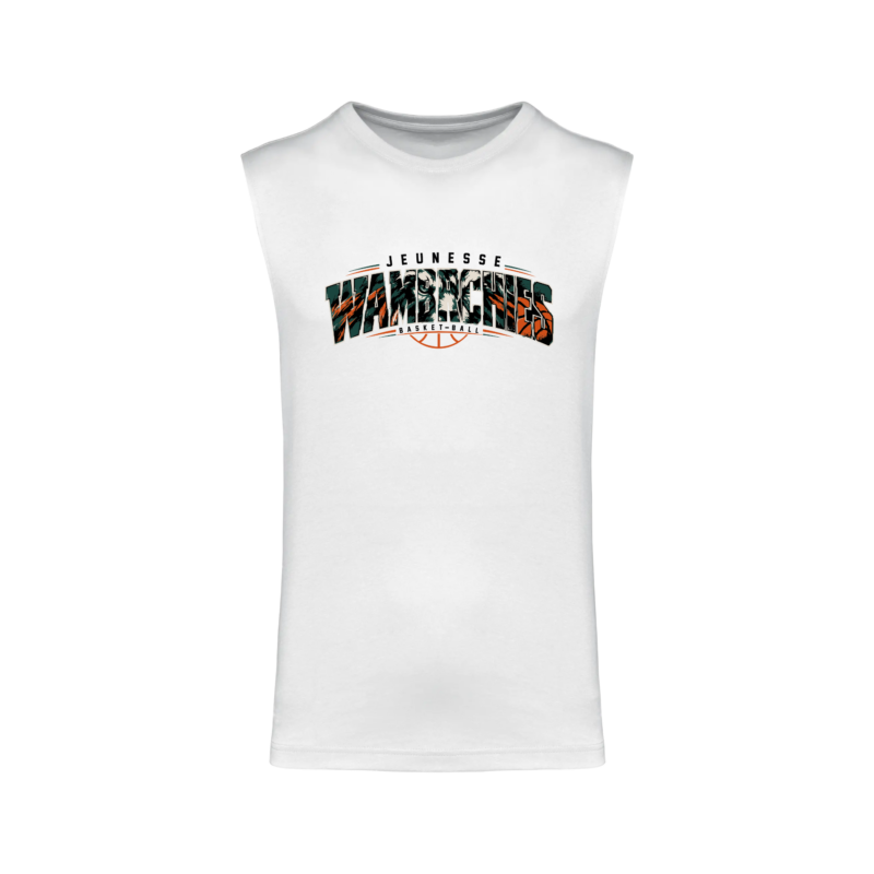 Débardeur coton peigné homme personnalisable – Club Basketball Jeunesse de Wambrechies T-shirt sans manches homme officiel Jeunesse de Wambrechies – Blanc
