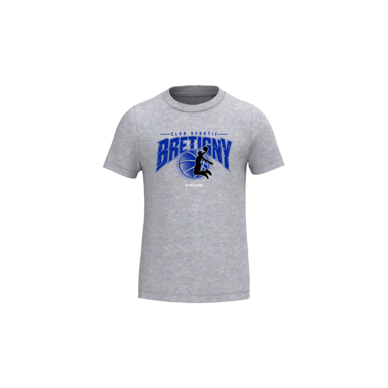 T-shirt basketball enfant coton Brétigny basket — Oxford Grey T-shirt enfant officiel Brétigny basket